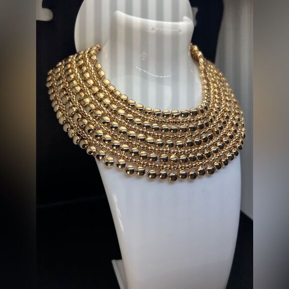 Zara Bold Multilayered Gold Chocker Necklace - Picture 12 of 14
